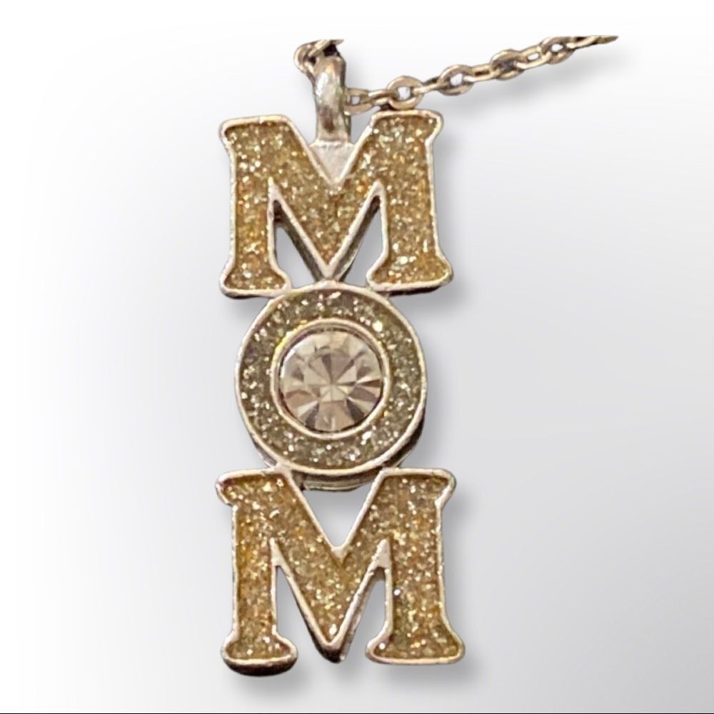 MOM Pendant Necklace with Silver 19” Chain